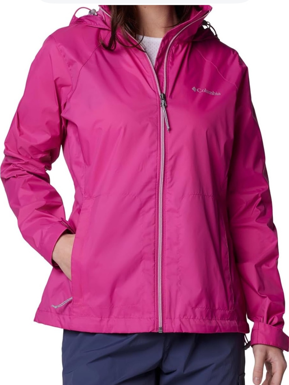 NWT Columbia ‘Switchback III’ Bright Pink Hooded Rain Shell size L